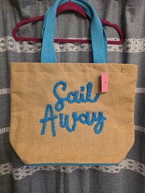 NWT SIMPLY SOUTHERN Beach Pool Cruise Tote Bag Jute Sail Away